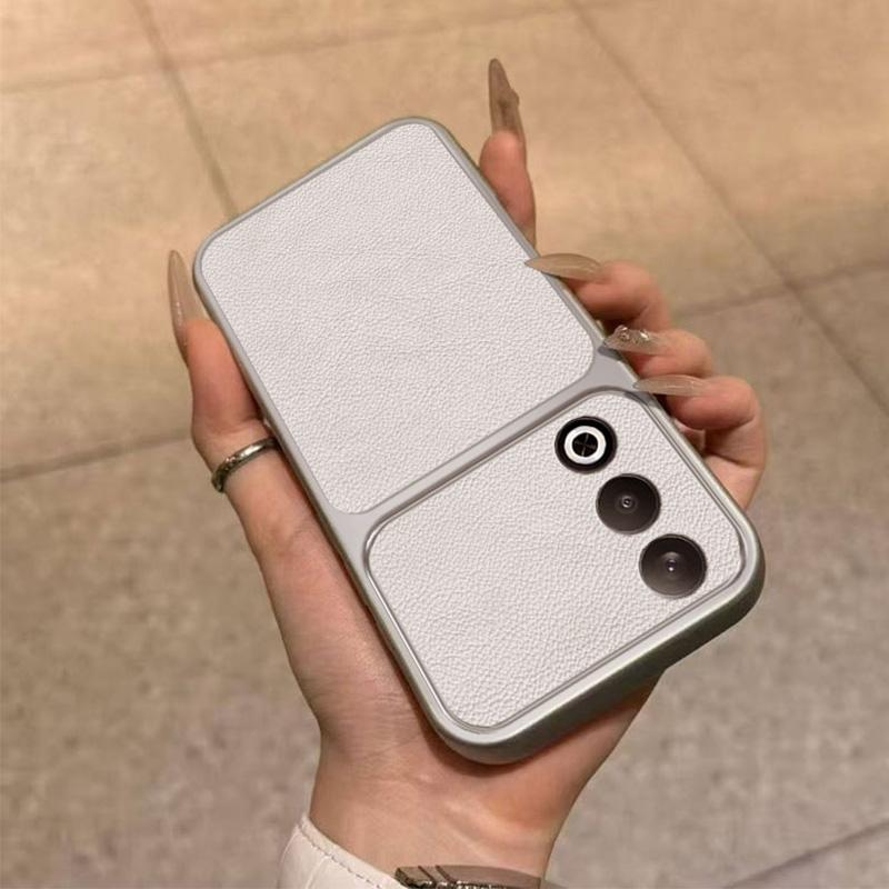 For OPPO A80 5G Large Window Leather Textured Coated TPU Phone Case - White - EDA009290943A