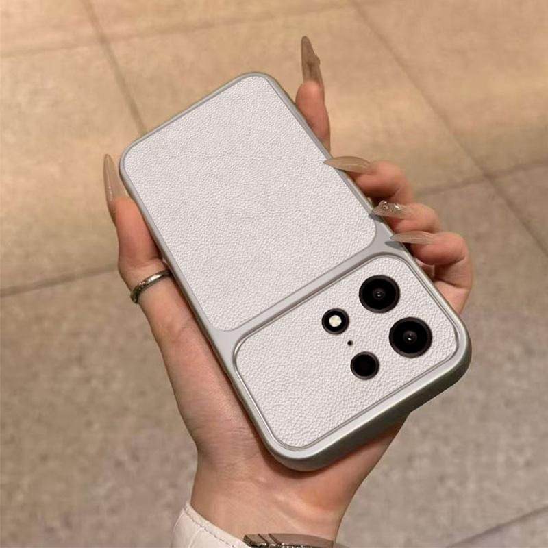 For OnePlus Turbo 6X Pro 5G Large Window Leather Textured Coated TPU Phone Case - White - EDA009291116A