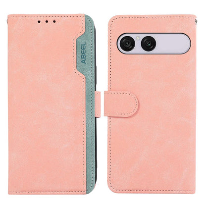 For Sony Xperia 10 VIII / 10 VII ABEEL Color Block Magnetic RFID Leather Phone Case - Pink-Cyan - EDA009292602A