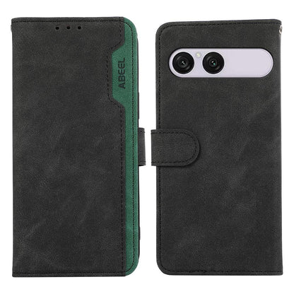 For Sony Xperia 10 VIII / 10 VII ABEEL Color Block Magnetic RFID Leather Phone Case - Black-Green - EDA009292602B