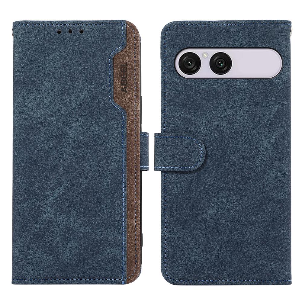 For Sony Xperia 10 VIII / 10 VII ABEEL Color Block Magnetic RFID Leather Phone Case - Blue-Brown - EDA009292602C