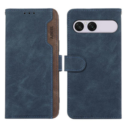 For Sony Xperia 10 VIII / 10 VII ABEEL Color Block Magnetic RFID Leather Phone Case - Blue-Brown - EDA009292602C
