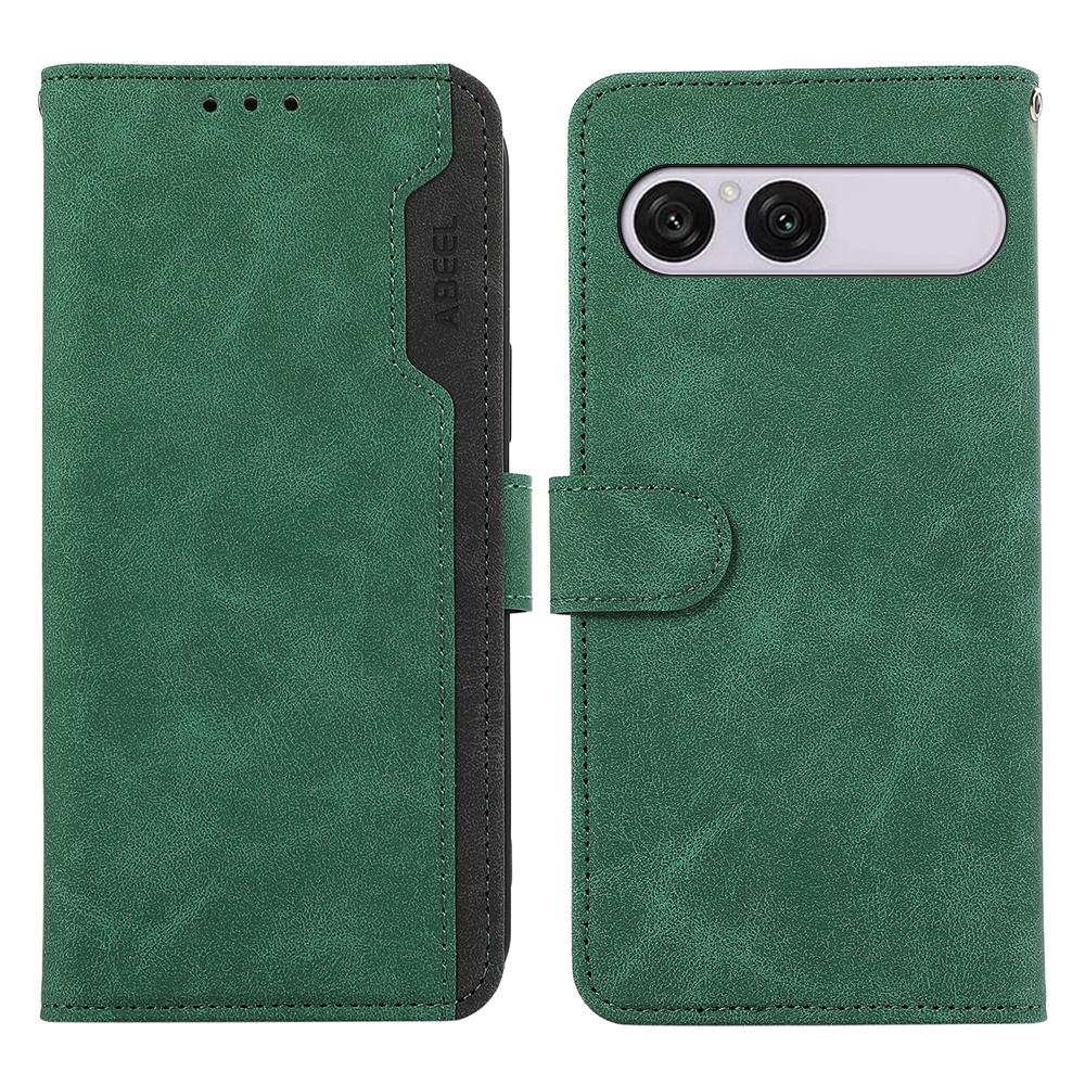 For Sony Xperia 10 VIII / 10 VII ABEEL Color Block Magnetic RFID Leather Phone Case - Green-Black - EDA009292602D