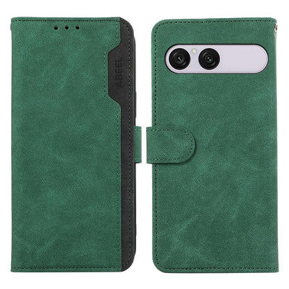 For Sony Xperia 10 VIII / 10 VII ABEEL Color Block Magnetic RFID Leather Phone Case - Green-Black - EDA009292602D