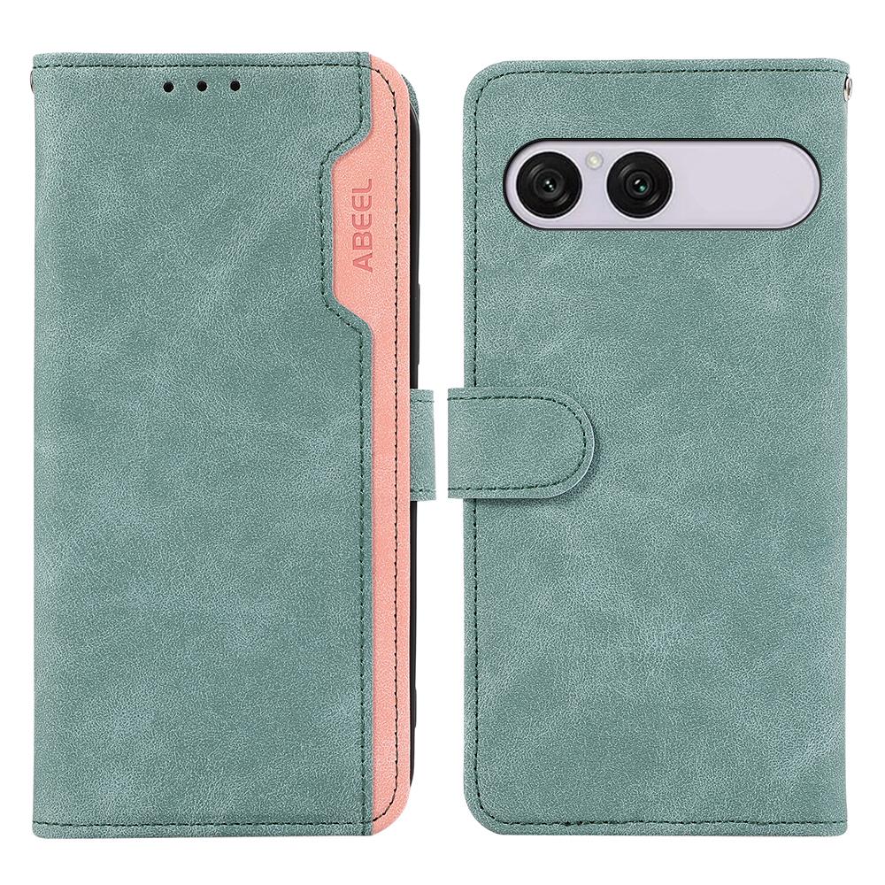 For Sony Xperia 10 VIII / 10 VII ABEEL Color Block Magnetic RFID Leather Phone Case - Cyan-Pink - EDA009292602E