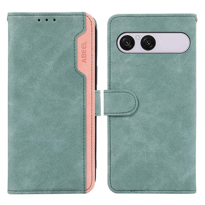 For Sony Xperia 10 VIII / 10 VII ABEEL Color Block Magnetic RFID Leather Phone Case - Cyan-Pink - EDA009292602E