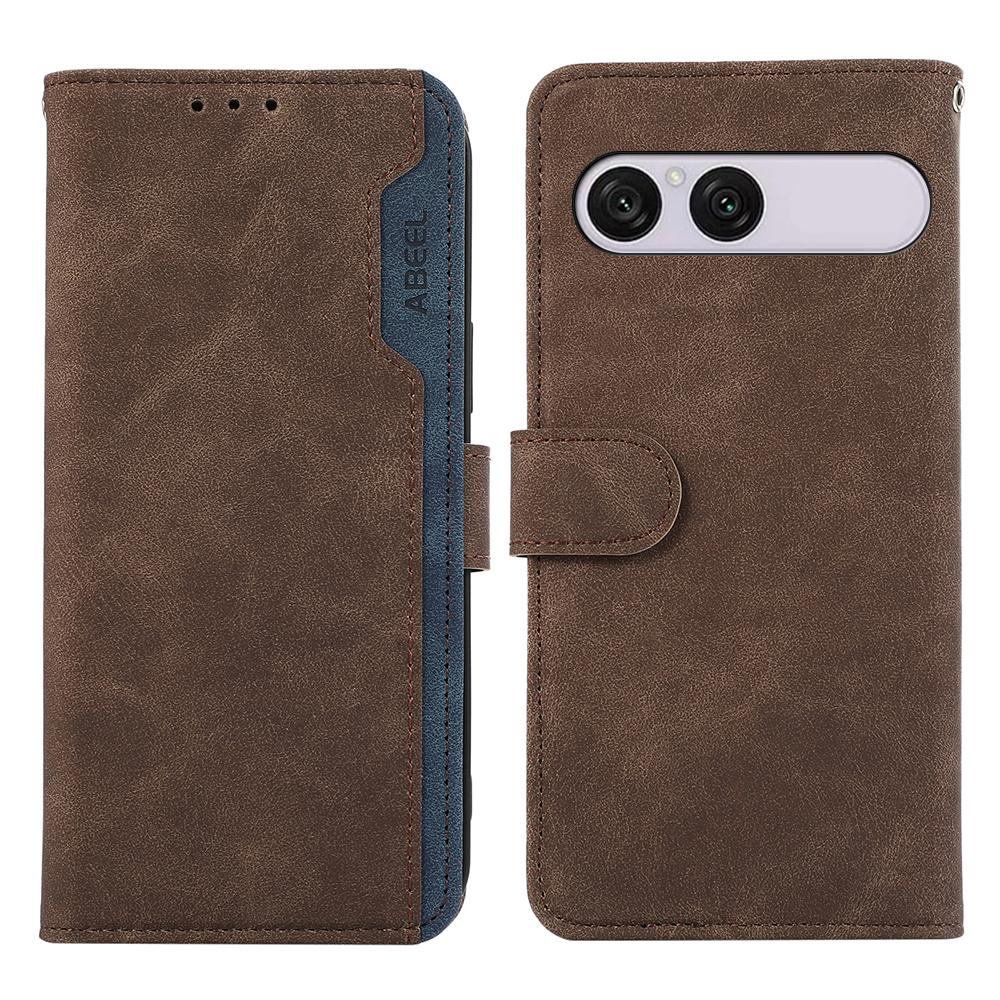 For Sony Xperia 10 VIII / 10 VII ABEEL Color Block Magnetic RFID Leather Phone Case - Brown-Blue - EDA009292602F