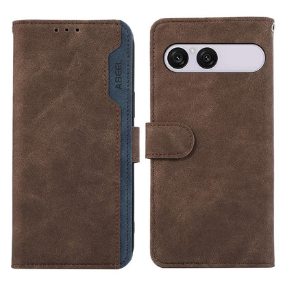 For Sony Xperia 10 VIII / 10 VII ABEEL Color Block Magnetic RFID Leather Phone Case - Brown-Blue - EDA009292602F