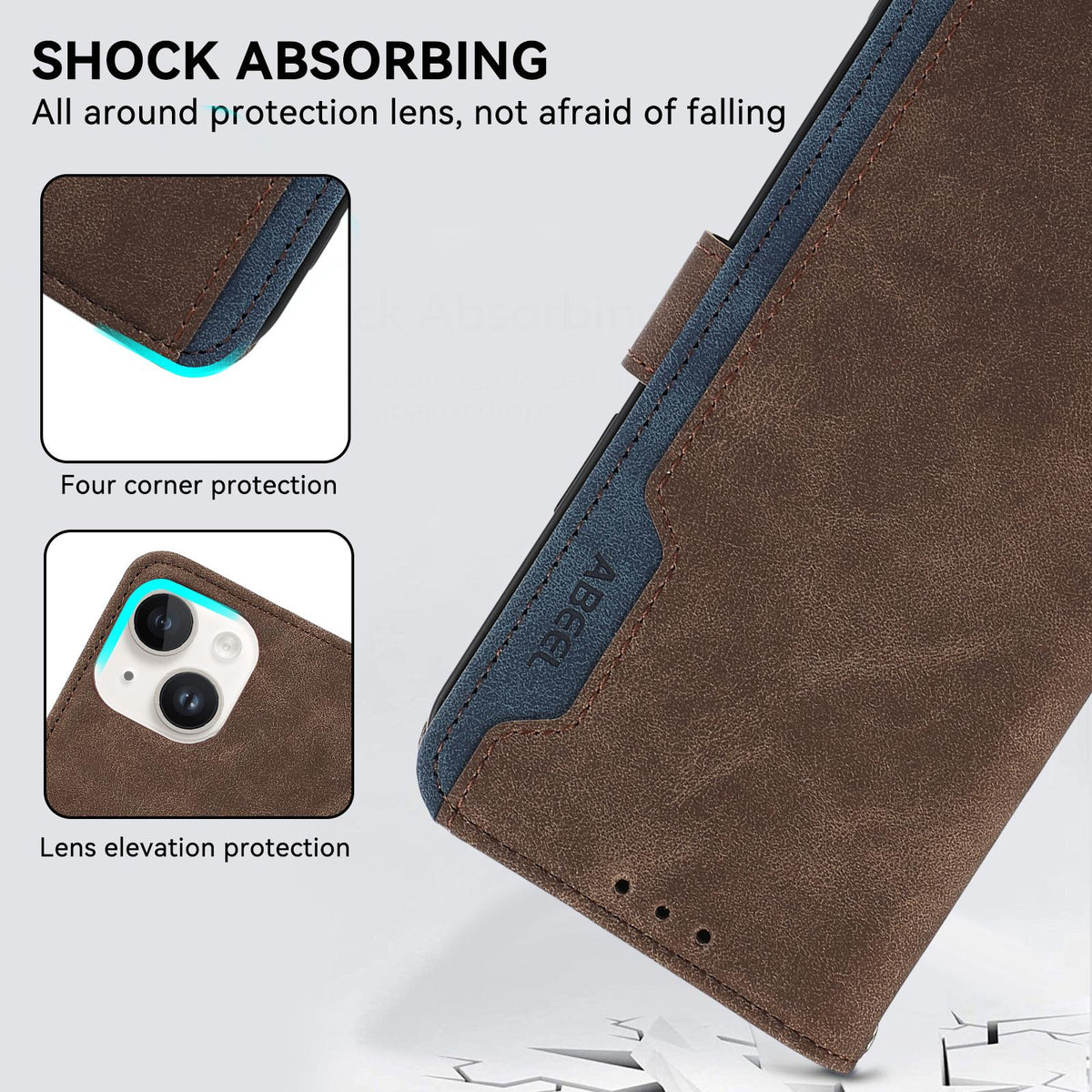 For Sony Xperia 10 VIII / 10 VII ABEEL Color Block Magnetic RFID Leather Phone Case - Brown-Blue - EDA009292602F