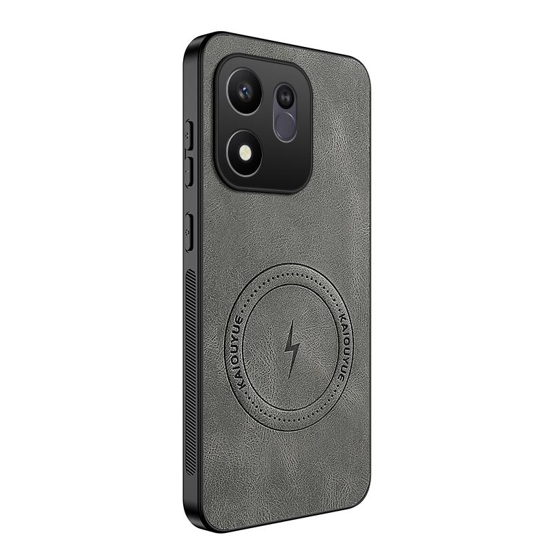 For Honor 600 Smart 5G WANLONFENG SD Series Nappa Texture Magnetic Phone Case(Grey)