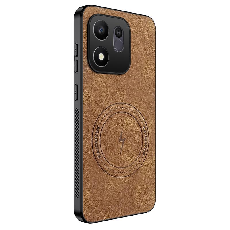 For Honor 600 Smart 5G WANLONFENG SD Series Nappa Texture Magnetic Phone Case(Brown)