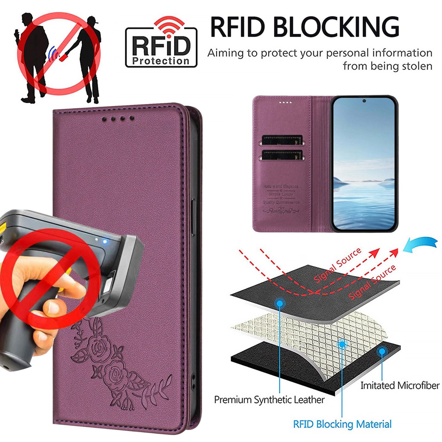 For Xiaomi Poco F8 Ultra 5G / Redmi K90 Pro Max Peony Embossed Magnetic RFID Vegan Leather Phone Case(Violet Purple)