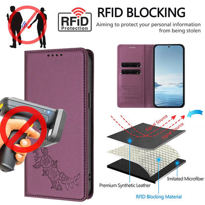 For Xiaomi Poco F8 Ultra 5G / Redmi K90 Pro Max Peony Embossed Magnetic RFID Vegan Leather Phone Case(Violet Purple)