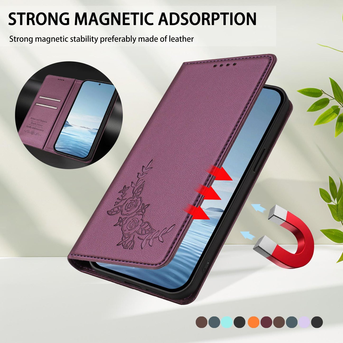 For Xiaomi Poco F8 Ultra 5G / Redmi K90 Pro Max Peony Embossed Magnetic RFID Vegan Leather Phone Case(Violet Purple)