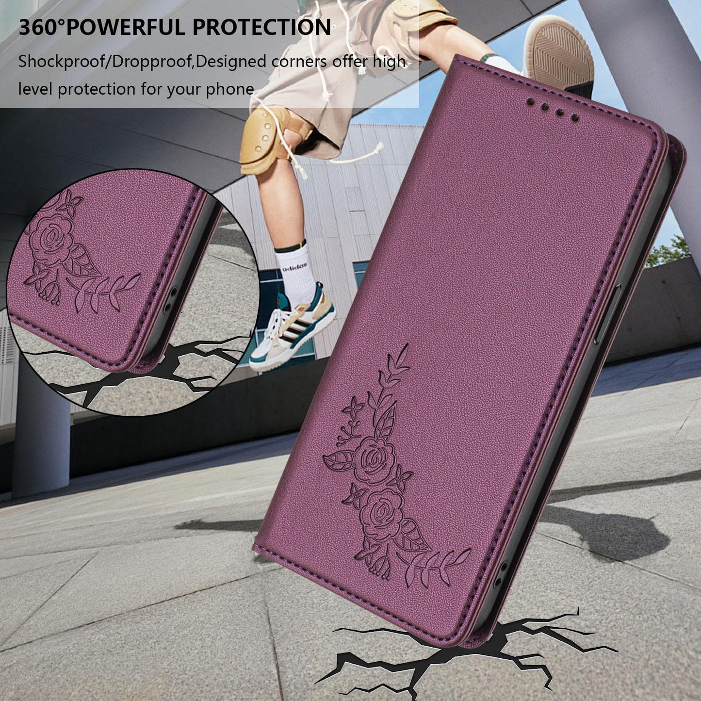 For Xiaomi Poco F8 Ultra 5G / Redmi K90 Pro Max Peony Embossed Magnetic RFID Vegan Leather Phone Case(Violet Purple)