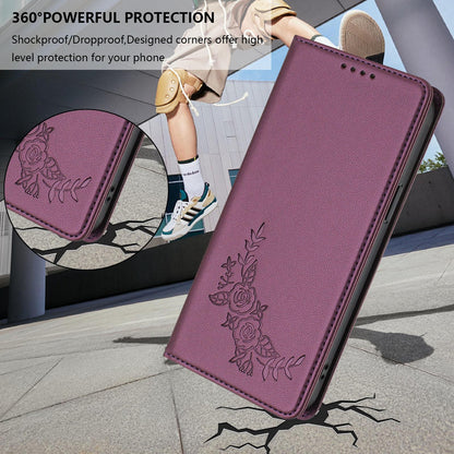 For Xiaomi Poco F8 Ultra 5G / Redmi K90 Pro Max Peony Embossed Magnetic RFID Vegan Leather Phone Case(Violet Purple)
