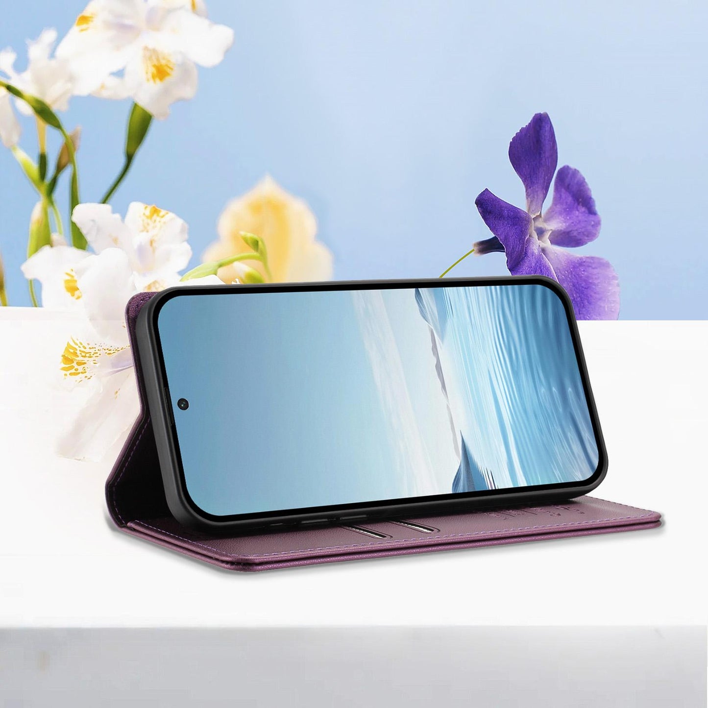 For Xiaomi Poco F8 Ultra 5G / Redmi K90 Pro Max Peony Embossed Magnetic RFID Vegan Leather Phone Case(Violet Purple)