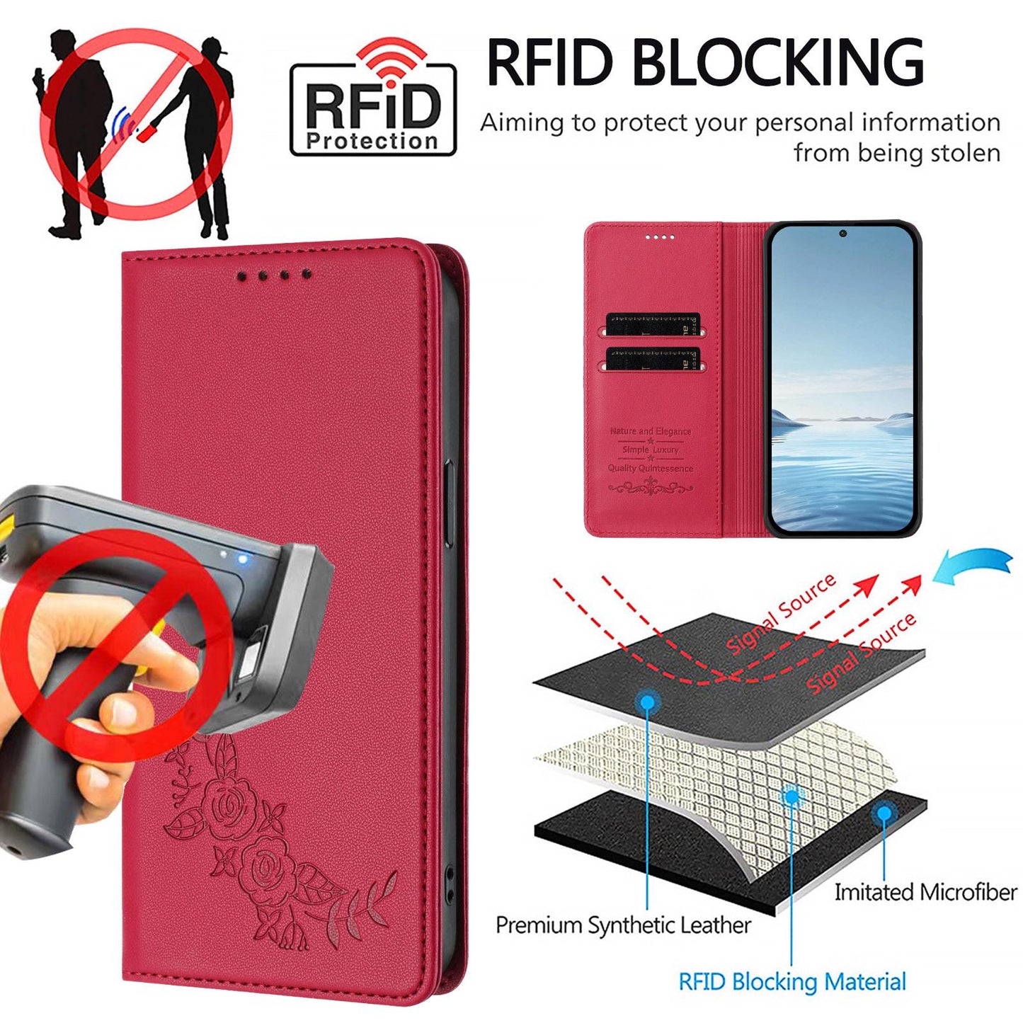 For Xiaomi Poco F8 Ultra 5G / Redmi K90 Pro Max Peony Embossed Magnetic RFID Vegan Leather Phone Case(Red)