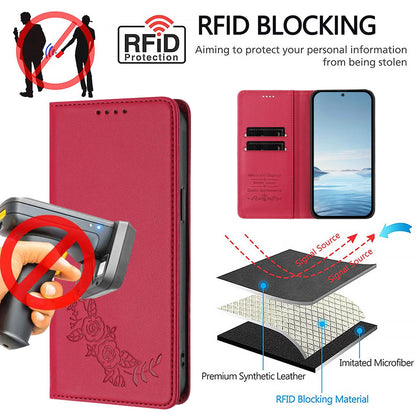 For Xiaomi Poco F8 Ultra 5G / Redmi K90 Pro Max Peony Embossed Magnetic RFID Vegan Leather Phone Case(Red)
