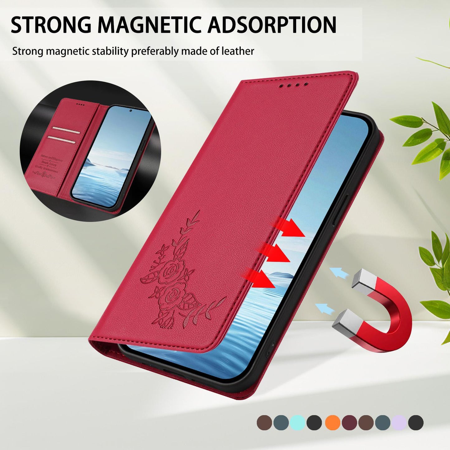 For Xiaomi Poco F8 Ultra 5G / Redmi K90 Pro Max Peony Embossed Magnetic RFID Vegan Leather Phone Case(Red)