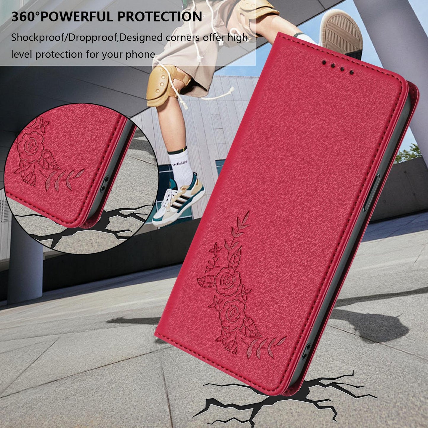 For Xiaomi Poco F8 Ultra 5G / Redmi K90 Pro Max Peony Embossed Magnetic RFID Vegan Leather Phone Case(Red)