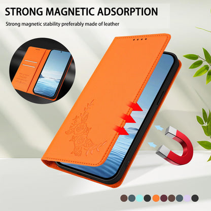 For Xiaomi Poco F8 Ultra 5G / Redmi K90 Pro Max Peony Embossed Magnetic RFID Vegan Leather Phone Case(Orange)