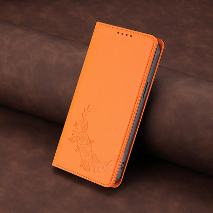 For Xiaomi Poco F8 Ultra 5G / Redmi K90 Pro Max Peony Embossed Magnetic RFID Vegan Leather Phone Case(Orange)
