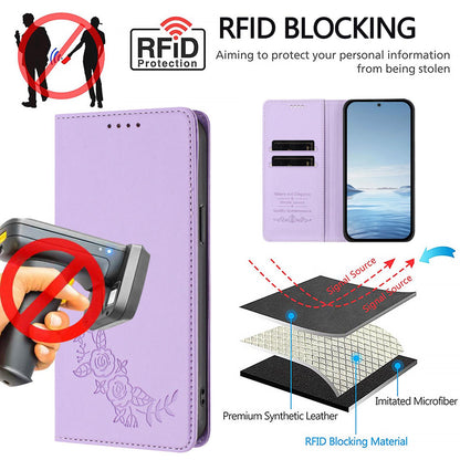 For Xiaomi Poco F8 Ultra 5G / Redmi K90 Pro Max Peony Embossed Magnetic RFID Vegan Leather Phone Case(Light Purple)