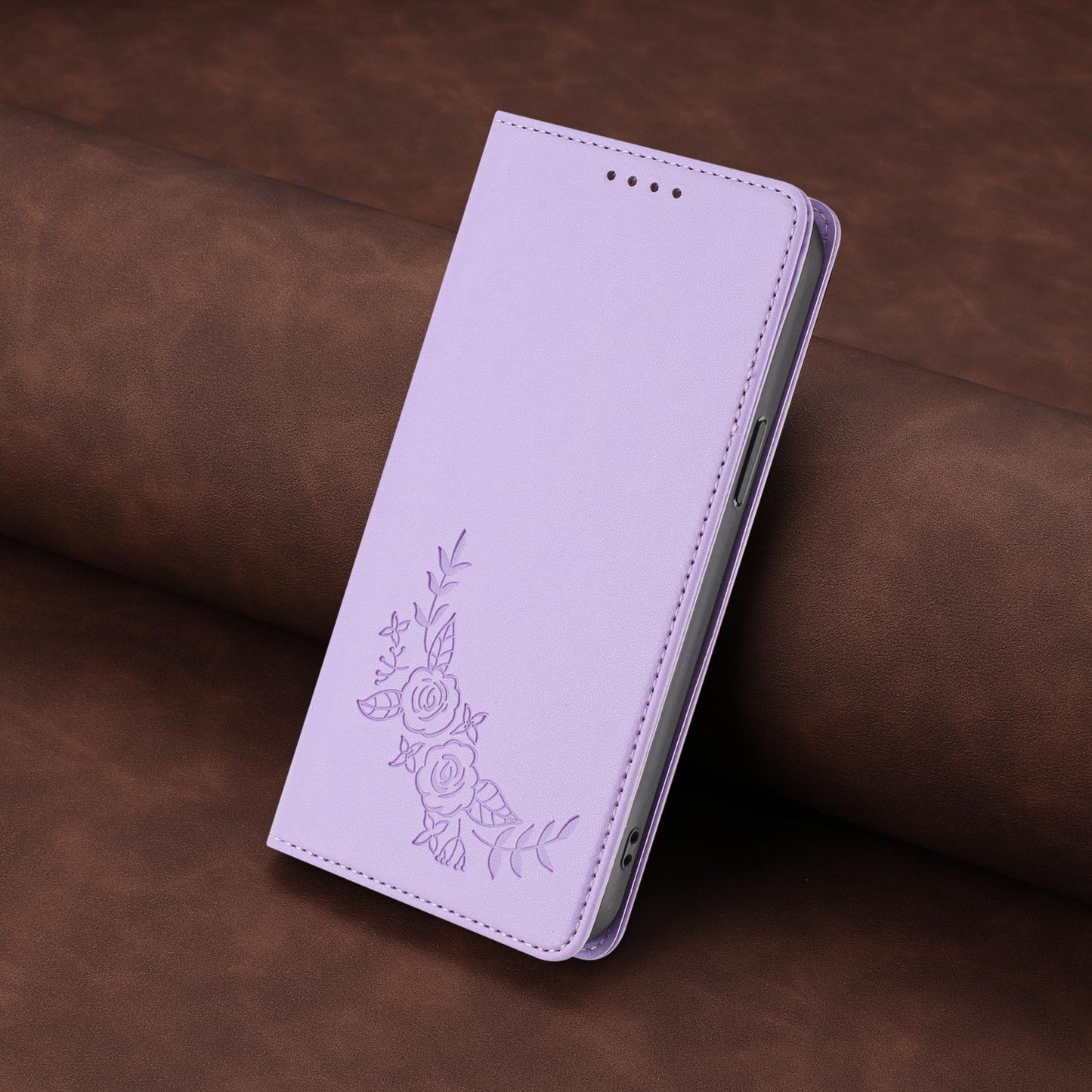 For Xiaomi Poco F8 Ultra 5G / Redmi K90 Pro Max Peony Embossed Magnetic RFID Vegan Leather Phone Case(Light Purple)