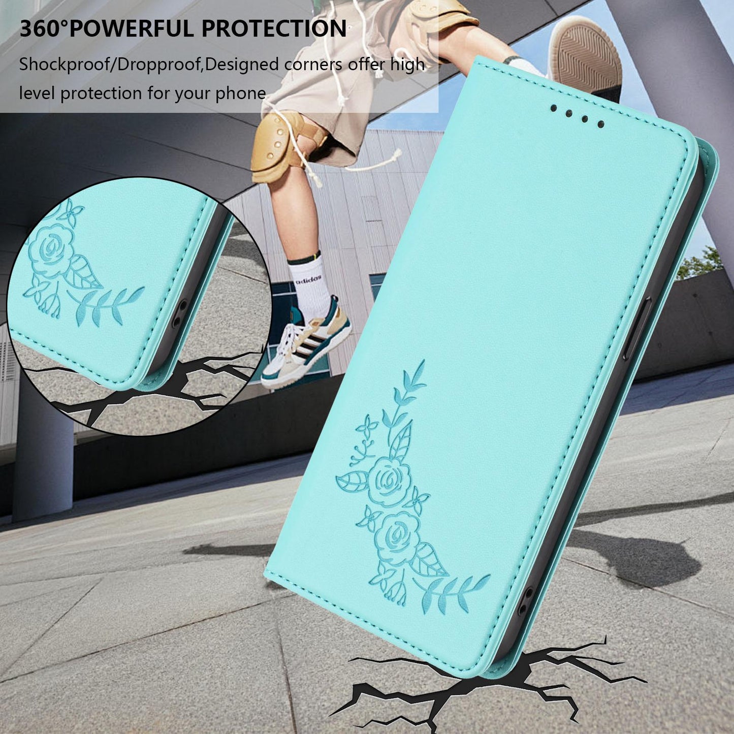 For Xiaomi Poco F8 Ultra 5G / Redmi K90 Pro Max Peony Embossed Magnetic RFID Vegan Leather Phone Case(Mint Green)