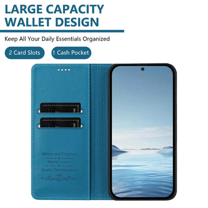 For Xiaomi Poco F8 Ultra 5G / Redmi K90 Pro Max Peony Embossed Magnetic RFID Vegan Leather Phone Case(Lake Blue)