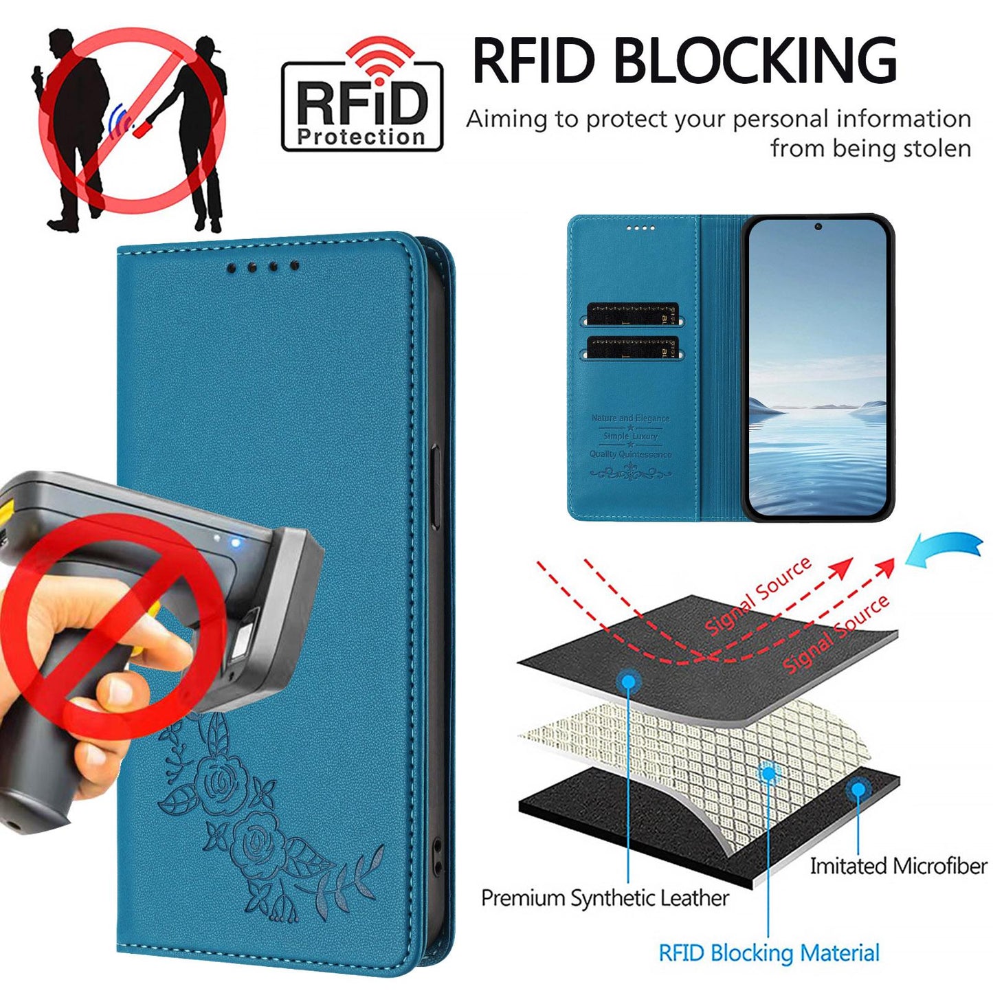 For Xiaomi Poco F8 Ultra 5G / Redmi K90 Pro Max Peony Embossed Magnetic RFID Vegan Leather Phone Case(Lake Blue)