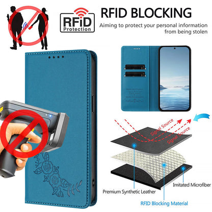 For Xiaomi Poco F8 Ultra 5G / Redmi K90 Pro Max Peony Embossed Magnetic RFID Vegan Leather Phone Case(Lake Blue)