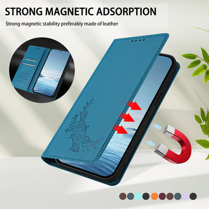 For Xiaomi Poco F8 Ultra 5G / Redmi K90 Pro Max Peony Embossed Magnetic RFID Vegan Leather Phone Case(Lake Blue)