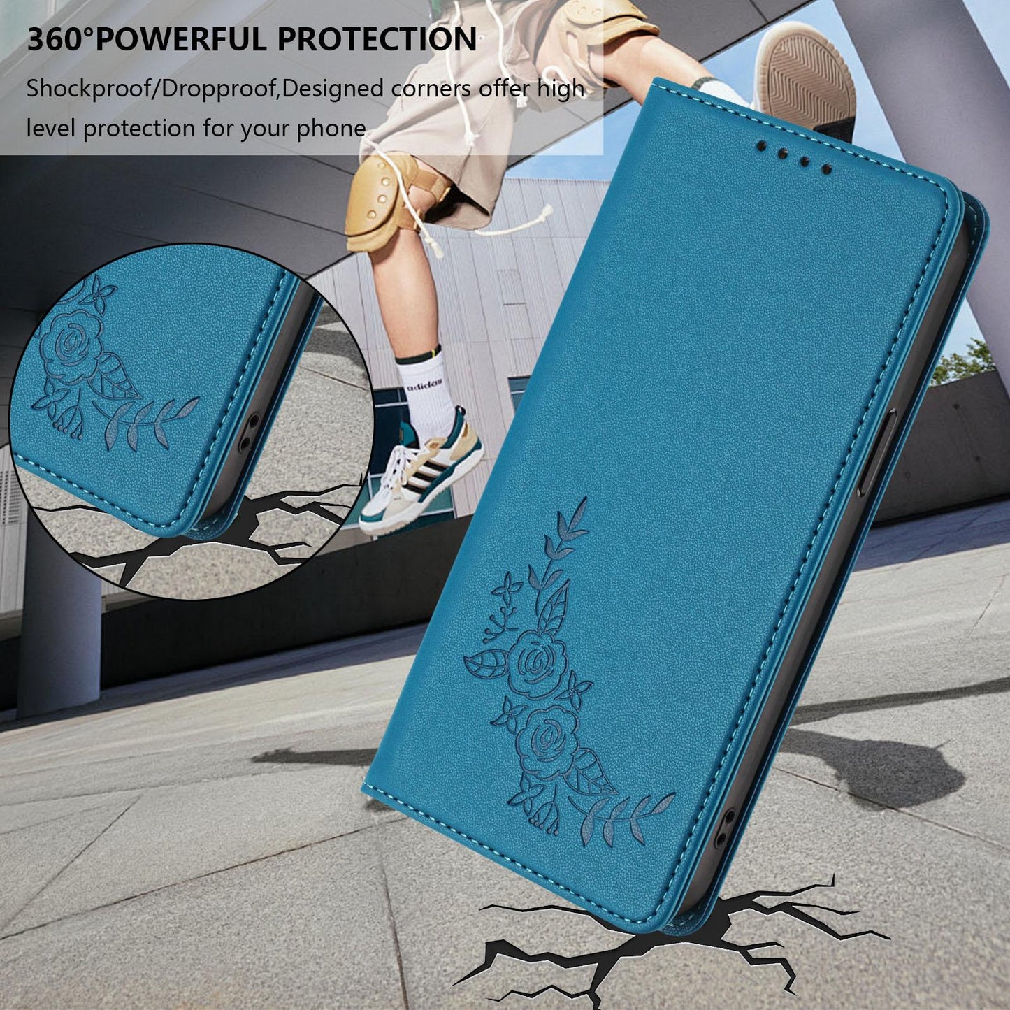 For Xiaomi Poco F8 Ultra 5G / Redmi K90 Pro Max Peony Embossed Magnetic RFID Vegan Leather Phone Case(Lake Blue)