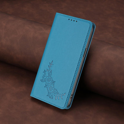 For Xiaomi Poco F8 Ultra 5G / Redmi K90 Pro Max Peony Embossed Magnetic RFID Vegan Leather Phone Case(Lake Blue)