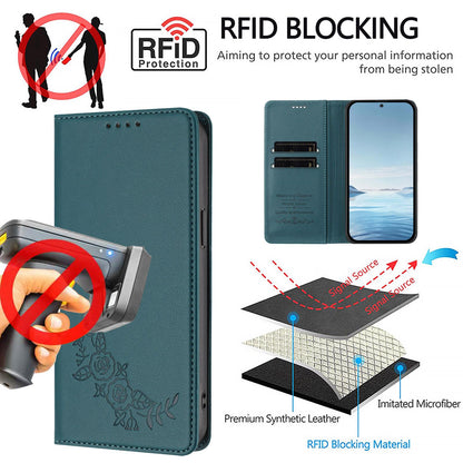 For Xiaomi Poco F8 Ultra 5G / Redmi K90 Pro Max Peony Embossed Magnetic RFID Vegan Leather Phone Case(Peacock Green)