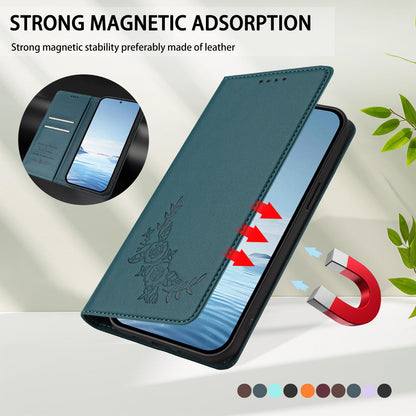 For Xiaomi Poco F8 Ultra 5G / Redmi K90 Pro Max Peony Embossed Magnetic RFID Vegan Leather Phone Case(Peacock Green)