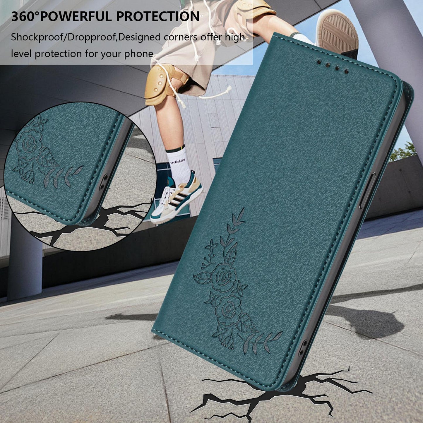 For Xiaomi Poco F8 Ultra 5G / Redmi K90 Pro Max Peony Embossed Magnetic RFID Vegan Leather Phone Case(Peacock Green)