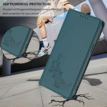 For Xiaomi Poco F8 Ultra 5G / Redmi K90 Pro Max Peony Embossed Magnetic RFID Vegan Leather Phone Case(Peacock Green)