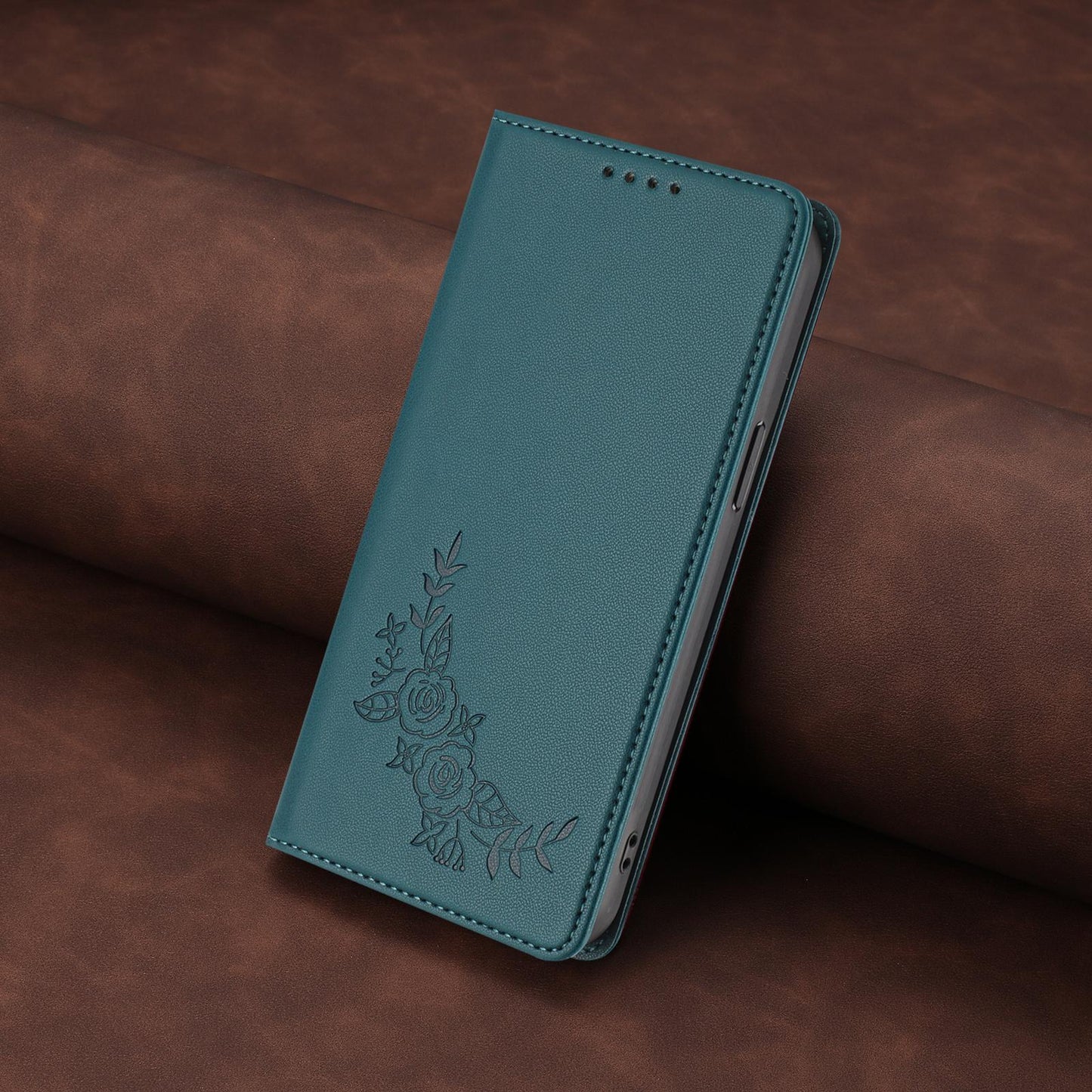 For Xiaomi Poco F8 Ultra 5G / Redmi K90 Pro Max Peony Embossed Magnetic RFID Vegan Leather Phone Case(Peacock Green)