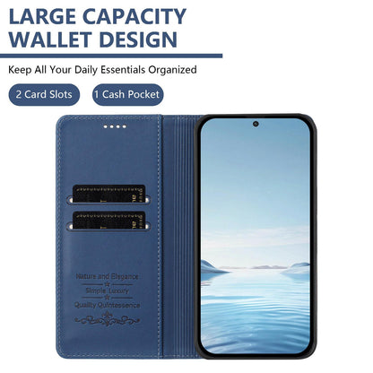 For Xiaomi Poco F8 Ultra 5G / Redmi K90 Pro Max Peony Embossed Magnetic RFID Vegan Leather Phone Case(Dark Blue)