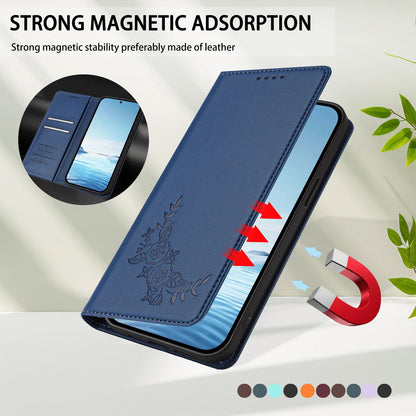 For Xiaomi Poco F8 Ultra 5G / Redmi K90 Pro Max Peony Embossed Magnetic RFID Vegan Leather Phone Case(Dark Blue)