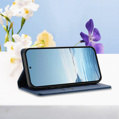 For Xiaomi Poco F8 Ultra 5G / Redmi K90 Pro Max Peony Embossed Magnetic RFID Vegan Leather Phone Case(Dark Blue)