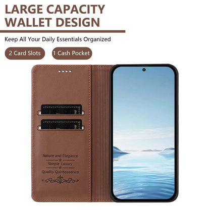 For Xiaomi Poco F8 Ultra 5G / Redmi K90 Pro Max Peony Embossed Magnetic RFID Vegan Leather Phone Case(Brown)