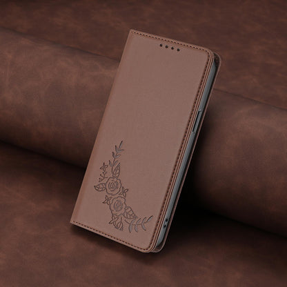For Xiaomi Poco F8 Ultra 5G / Redmi K90 Pro Max Peony Embossed Magnetic RFID Vegan Leather Phone Case(Brown)