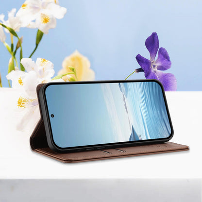 For Xiaomi Poco F8 Ultra 5G / Redmi K90 Pro Max Peony Embossed Magnetic RFID Vegan Leather Phone Case(Brown)