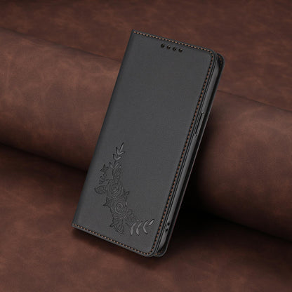 For Xiaomi Poco F8 Ultra 5G / Redmi K90 Pro Max Peony Embossed Magnetic RFID Vegan Leather Phone Case(Black)