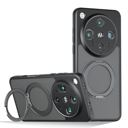 For OPPO Find X8 Ultra Armor Magnetic Holder PC Hybrid TPU Phone Case - Frosted Black - EDA009300805A