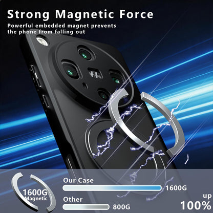 For OPPO Find X8 Ultra Armor Magnetic Holder PC Hybrid TPU Phone Case - Frosted Black - EDA009300805A